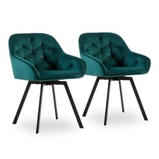 Set Of 2 Velvet Fabric Swivel